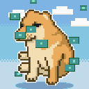 CASHDOG glitch pixel sticker