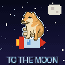 CASHDOG to the moon pixel sticker